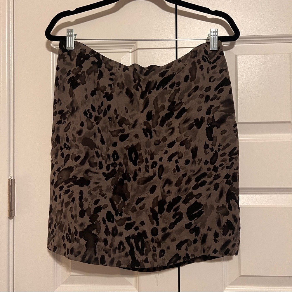 Ann Taylor Brown and Black Animal Print Mini Skirt